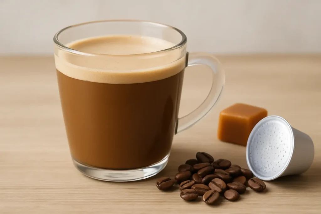 Paduri cafea caramel: gust, stoc, compatibilitate